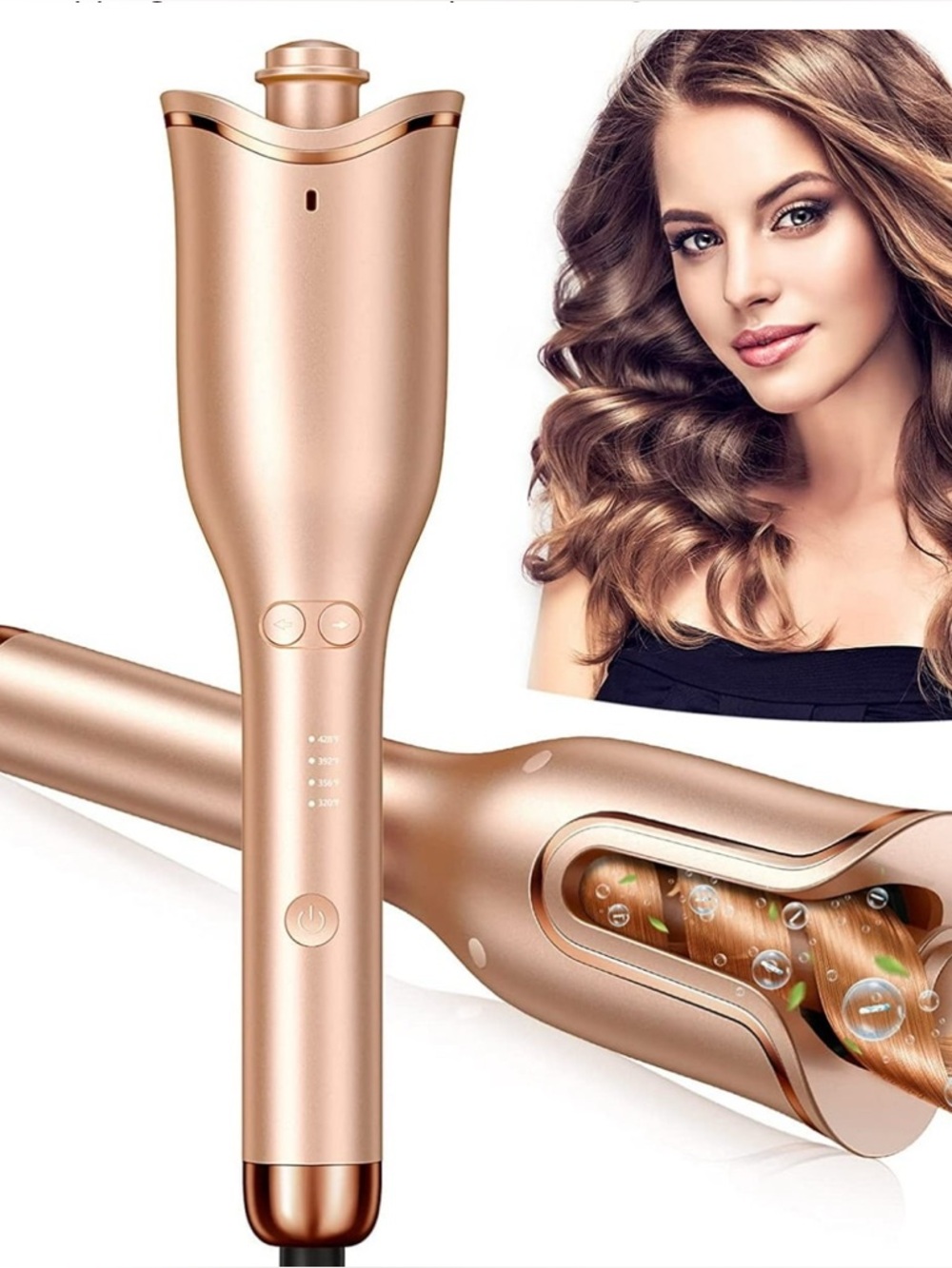 Automatic Hair Curler with 4 Temperature Settings, Auto-Rotating Ceramic Curling
